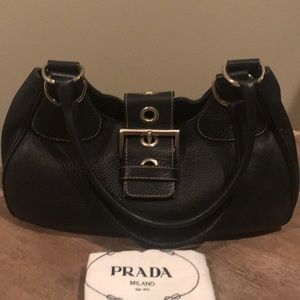 Prada black leather moon shoulder bag AUTHENTiC